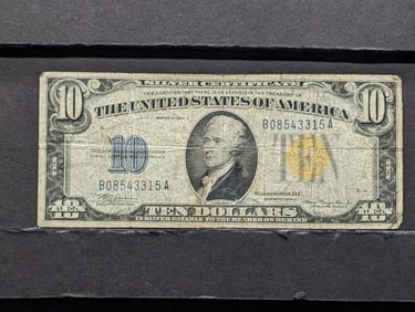 1934 A Series $10.00 Silver Certificate North Africa Note - FINE