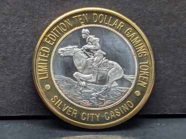 Limited Edition .999 FINE SILVER CENTER - Silver City Casino $10 Gaming Token in Capsule