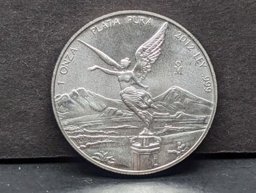 1 Oz. .999 PURE SILVER 2012 Mexico Libertad Designed Round