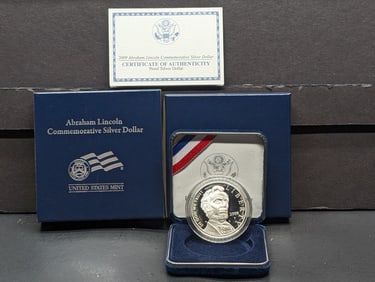 2009-P PROOF Abraham Lincoln Commemorative Silver Dollar in OGP w/ COA