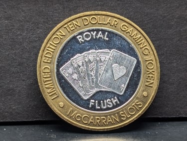 Limited Edition .999 FINE SILVER CENTER McCarran Airport Casino $10 Gaming Token