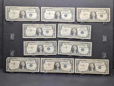 (3) 1957, (1) 57-A, (6) 57-B Series $1.00 Silver Certificates