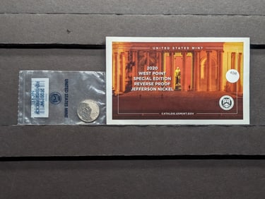2020 W West Point Special Edition Reverse Proof Jefferson Nickel. In original US Mint package.