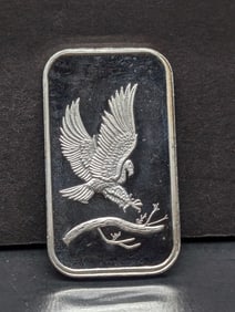 1 Oz. .999 FINE SILVER Eagle Landing on Branch Designed Art Bar