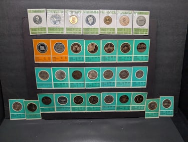 Large Grab Bag of Various Bronze Commemorative Medals in Display Cards