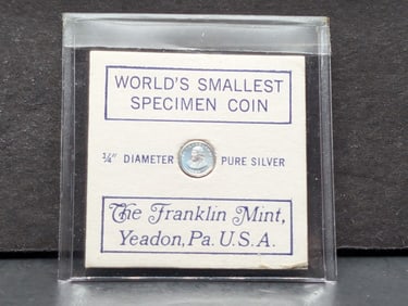 World's Smallest PURE SILVER Specimen Coin - 1966 Benjamin Franklin Designed Miniature Round