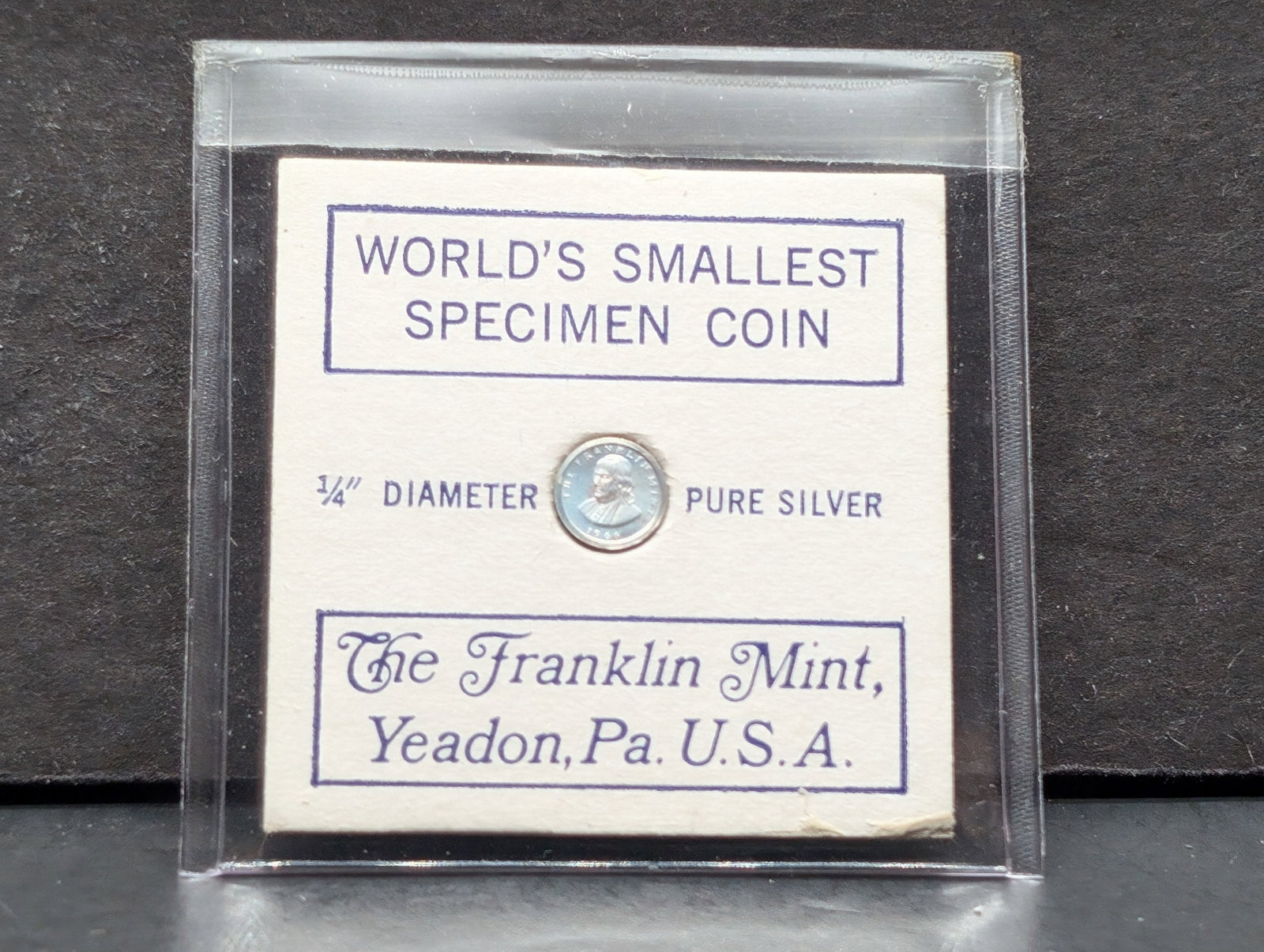 World's Smallest PURE SILVER Specimen Coin - 1966 Benjamin Franklin Designed Miniature Round: World's Smallest PURE SILVER Specimen Coin - 1966 Benjamin Franklin Designed Miniature Round