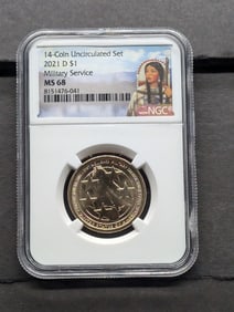 2021-D Sacagawea Military Service $1 Coin - NGC MS68