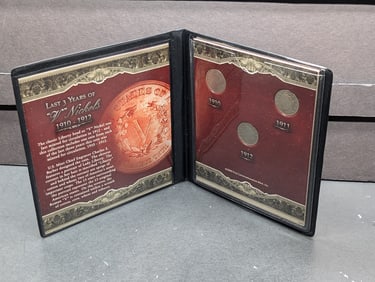 Last 3 Years of V-Nickels Collection in Display Book w/ COA (1910-1912)