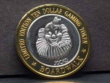 Limited Edition .999 FINE SILVER CENTER, Boardwalk Casino $10 Gaming Token in Capsule