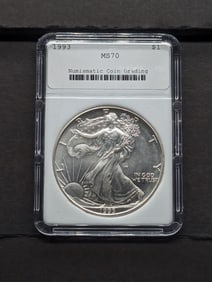 1993 American Silver Eagle - NCG Cert. MS70 "NOT NGC"