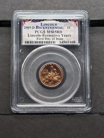 2009-D Lincoln Formative Years Cent - PCGS MS65 RD *First Day of Issue*