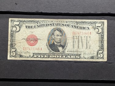 1928 F Series $5.00 RED SEAL Banknote **VG**