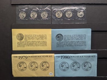 1979 & 1980 P,D & S Susan B. Anthony Dollar - Souvenir Sets