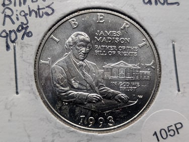 1993 W Bill of Rights 90% Silver Half Dollar