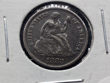 1883 Seated Liberty Dime, Love Token REV XF