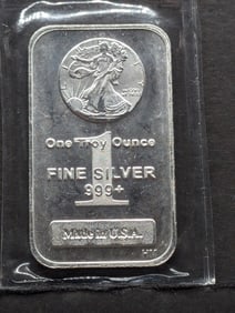 1 Oz. .999 FINE SILVER Walking Liberty Designed Art Bar
