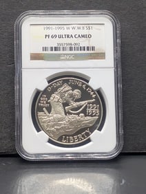 1991-1995 WW2 Silver Dollar NGC PF69 Ultra Cameo