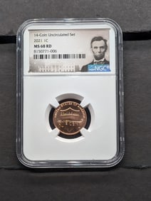 2021 Lincoln Shield Cent - NGC MS68 RD
