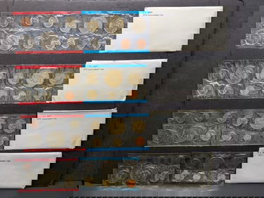 1974, 1975, 1976 & 1977 United States Mint P&D Uncirculated Coin Set in OGP (4 Sets)