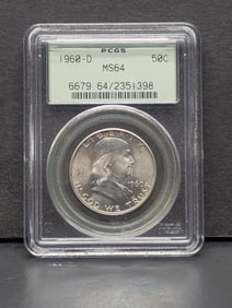 1960 D Franklin Half Dollar PCGS MS64 Old Green Slab