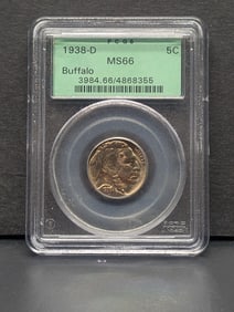 1938 D Buffalo Nickel PCGS MS66 Ext High Grade