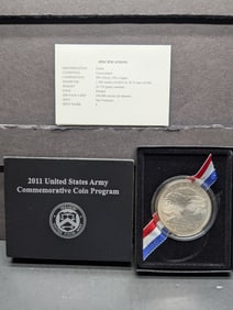 2011-S UNC United States Army Commemorative Silver Dollar in OGP w/ COA