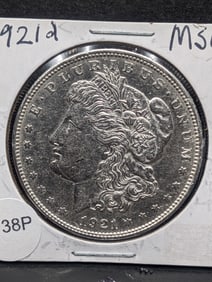 1921 D Morgan Silver Dollar MS60