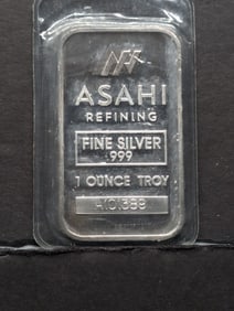 1 Oz. .999 FINE SILVER Asahi Refining Designed Art Bar