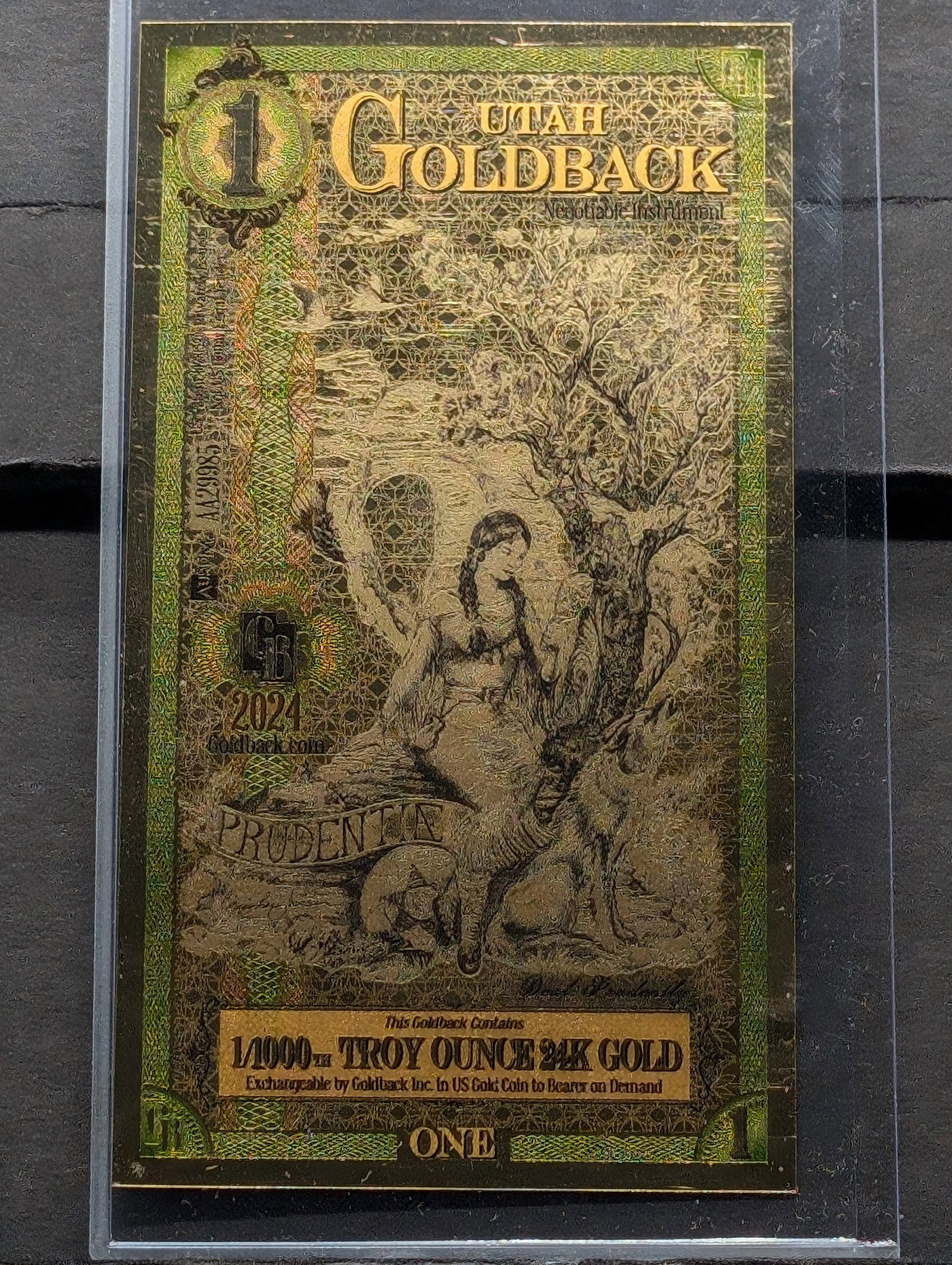 1/1000th Troy Oz. 24k PURE GOLD $1.00 2024 Utah Goldback: 1/1000th Troy Oz. 24k PURE GOLD $1.00 2024 Utah Goldback
