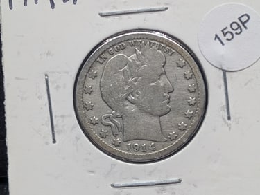 1914 D Barber Quarter VG+