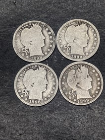 (4) 1898 Barber Quarter