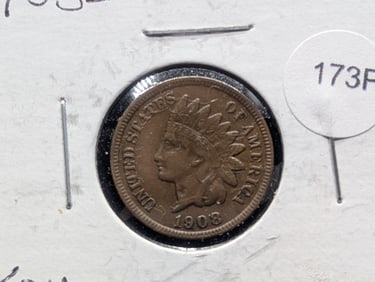1908 S Indian Cent Key Date VF30