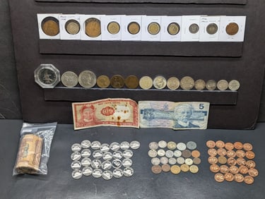 BIG!! Grab Bag of Various Vintage & Modern World Coins & Currency - Including Lots of Silver