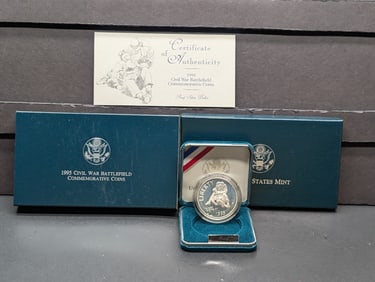 1995-S PROOF Civil War Battlefield Commemorative Silver Dollar in OGP w/ COA
