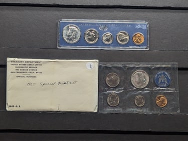 1965 Special Mint Set White Pack and 1966 Special Mint Set w/o Blue Box