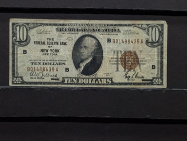 Series 1929 National Currency $10 Brown Seal FRB of NY