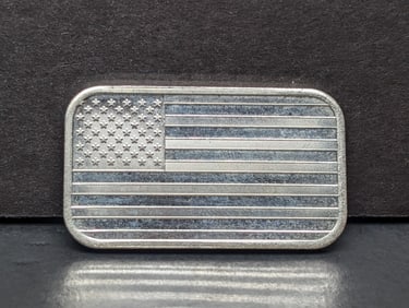 1 Oz. .999 FINE SILVER American Flag Designed Art Bar