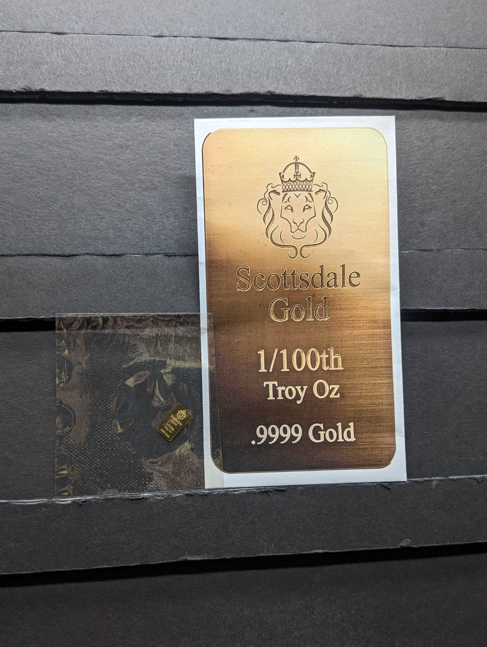 1/100th Troy Oz. .9999 PURE GOLD Scottsdale Designed Miniature Art Bar (1 of 3)