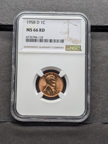 1958-D Lincoln Wheat Cent - NGC MS66 RD