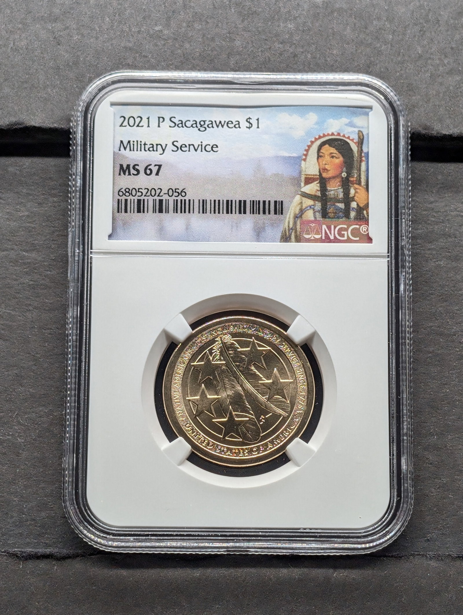 2021-P Sacagawea Military Service $1 Coin - NGC MS67: 2021-P Sacagawea Military Service $1 Coin - NGC MS67