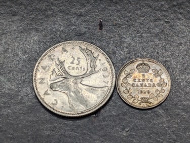 1937 Canada 25 Silver Cents & 1920 Canada 5 Silver Cents