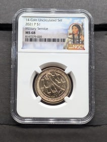 2021-P Sacagawea Military Service $1 Coin - NGC MS68