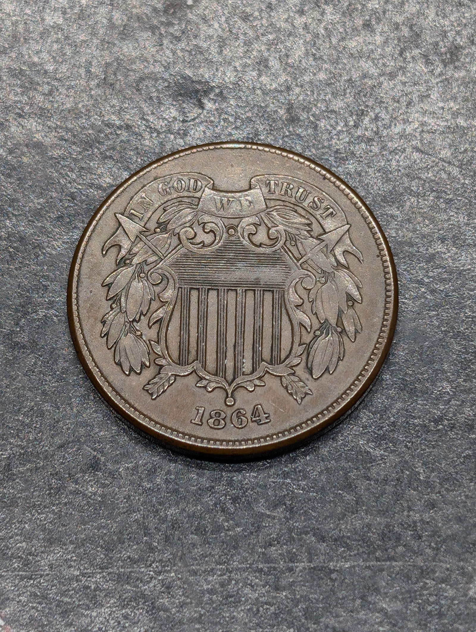 **AU** 1864 Two Cent Piece (1 of 2)