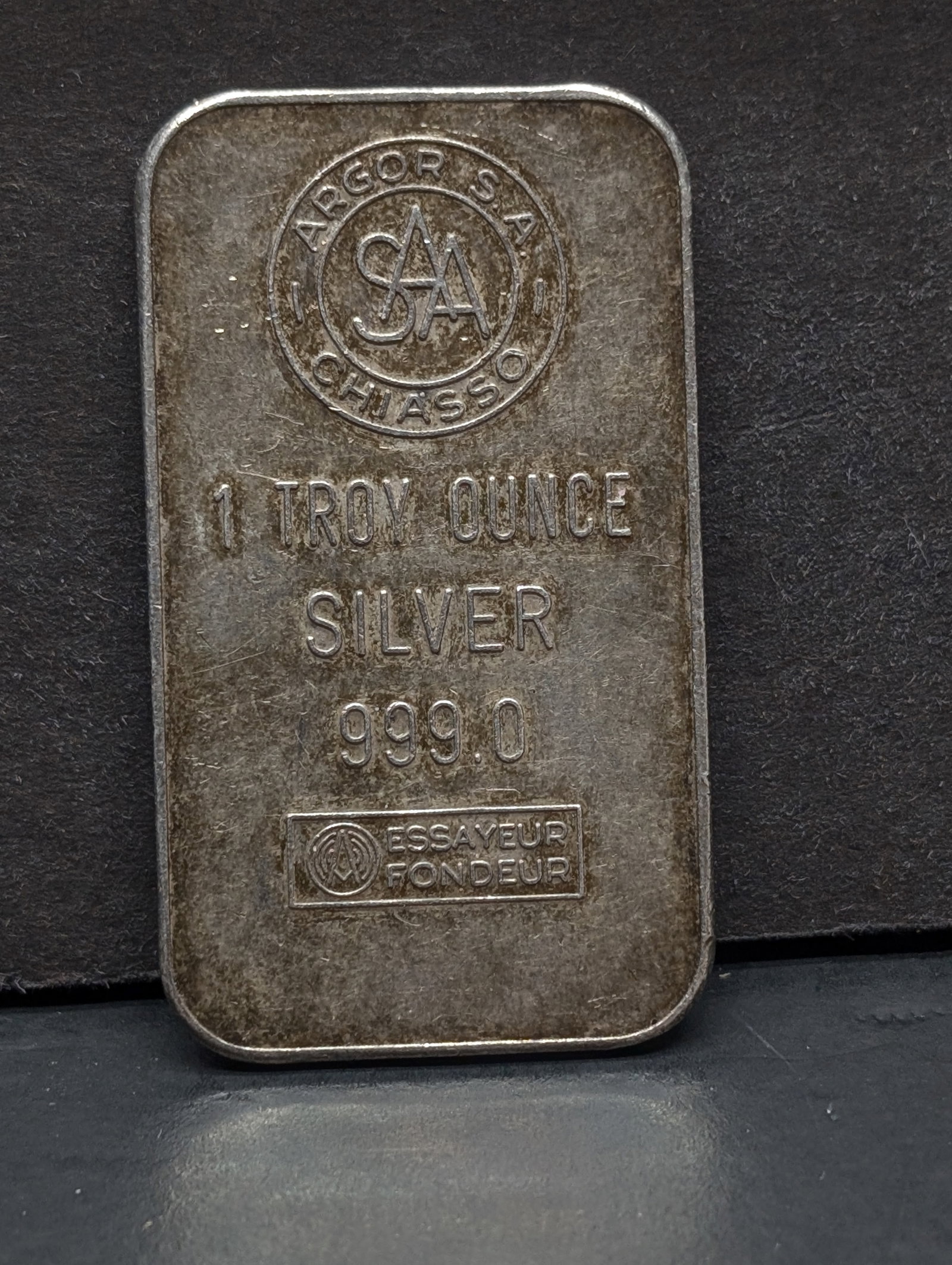1 Oz. .999 FINE SILVER Argor SA Chiasso Designed Art Bar: 1 Oz. .999 FINE SILVER Argor SA Chiasso Designed Art Bar