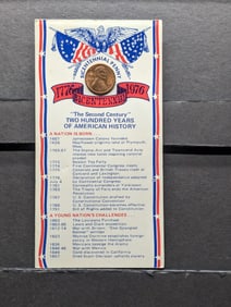 1975-D Lincoln Bicentennial Cent on Information Display Card
