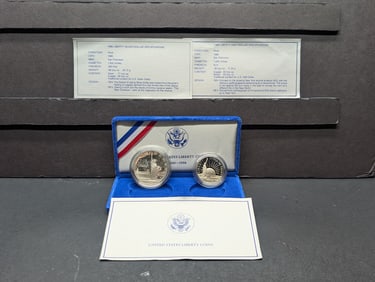 1986-S PROOF U.S. Liberty Commemorative 2-Coin Set w/ COA
