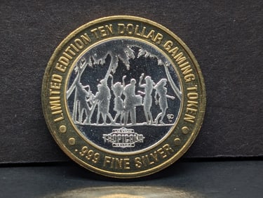 Limited Edition .999 FINE SILVER CENTER, Tropicana Casino $10 Gaming Token in Capsule