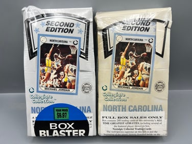 Lot of (2) 1990 North Carolina Collegiate Collection Second Edition Factory Sealed Wax Boxes