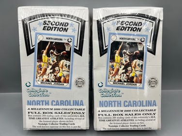 Lot of (2) 1990 North Carolina Collegiate Collection Second Edition Factory Sealed Wax Boxes